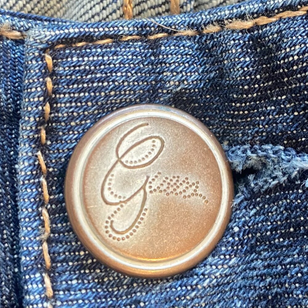 Vtg Guess Premium Y2K Denim Flare Leg Dark Wash Mid Rise Low Rise Jeans Size 31 - Picture 14 of 16